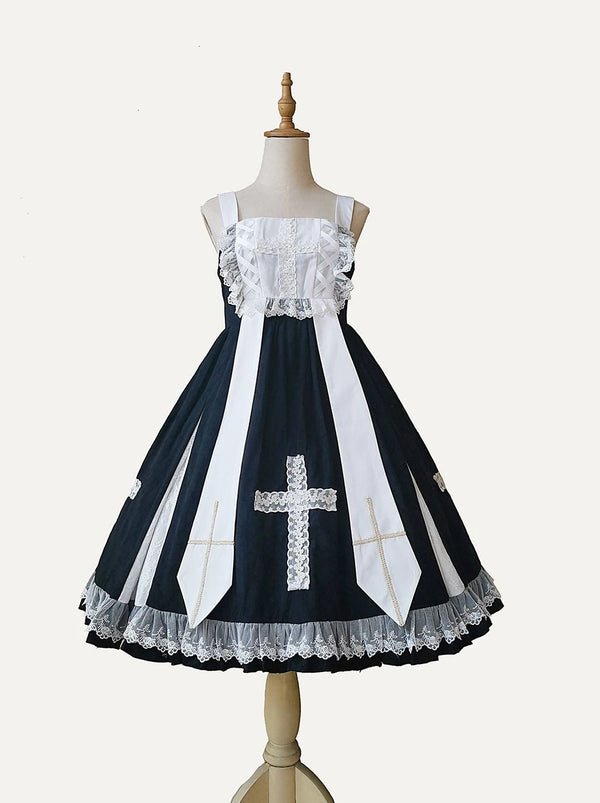 クロスエレガントロリータドレス+ショートジャケット+ヘアバンド+ベール+カラー