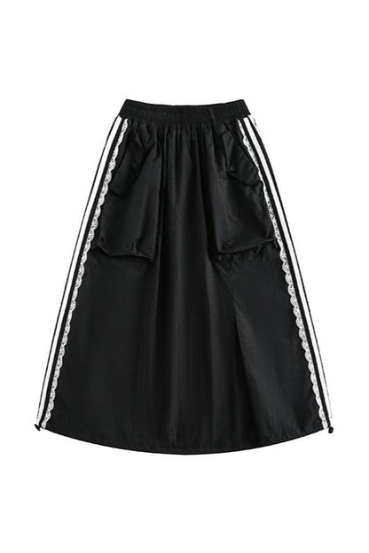 Retro Sleeve Lace Line Skirt