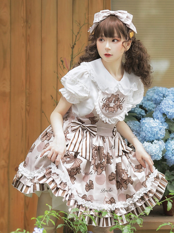 Puff Sleeve Shirt + Lovely Lolita Suspender Skirt