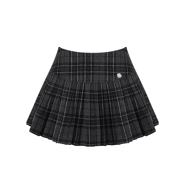Check suspender skirt set