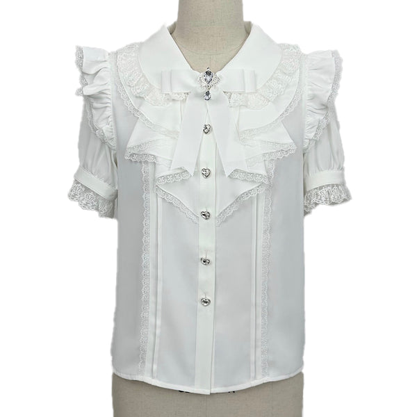 Lace Stitching Flying Sleeve Shirt
