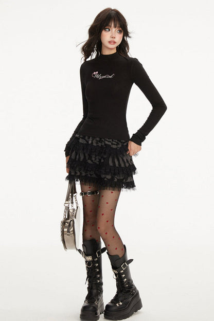 Black Race Y2K cake skirt