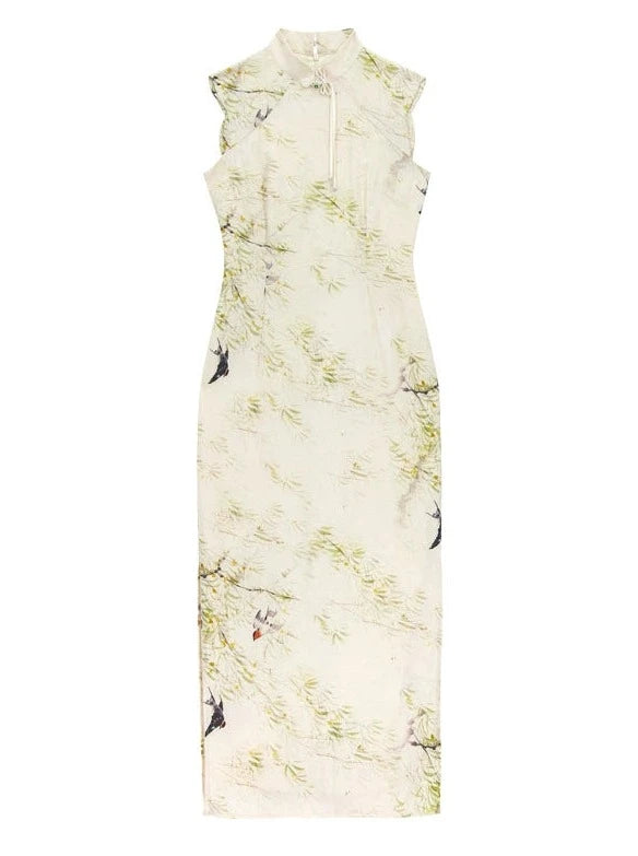 Retro Flower Print Sleeveless Dress