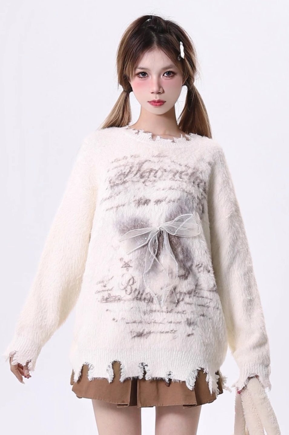 Bow Decoration Distraction Knit Sweater