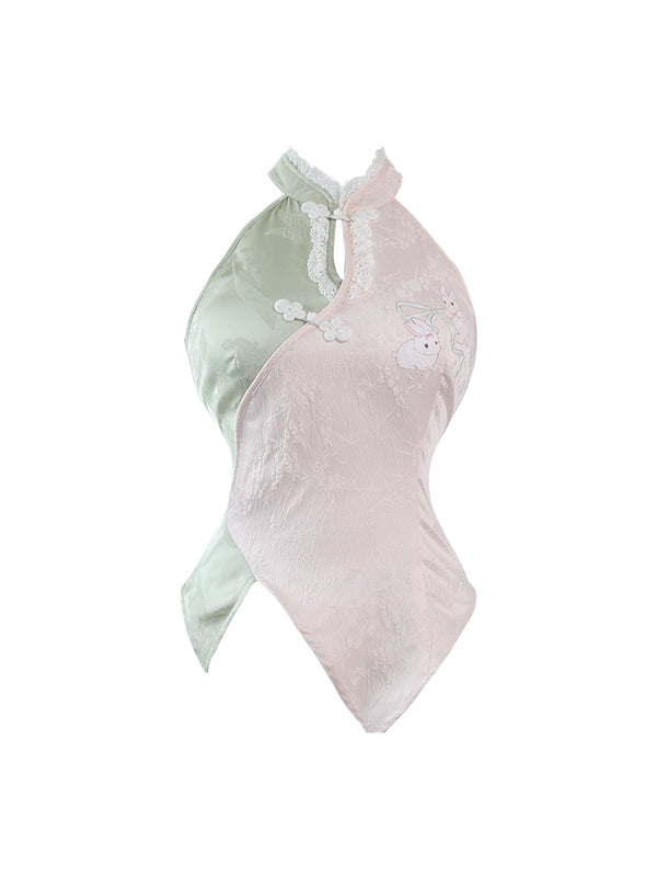 スイートチャイナカーディガン+ノースリーブトップス+プリーツスカート