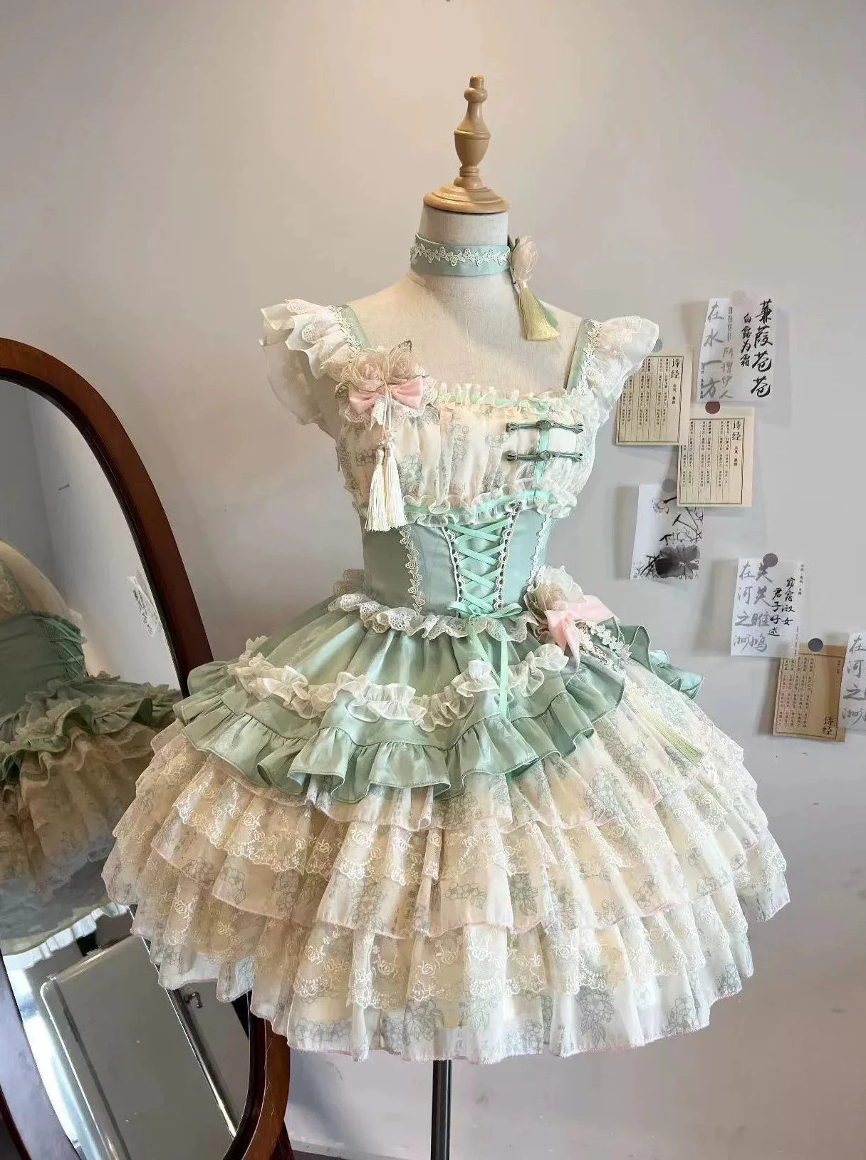 Flower Frilled Chinese Lolita Dress