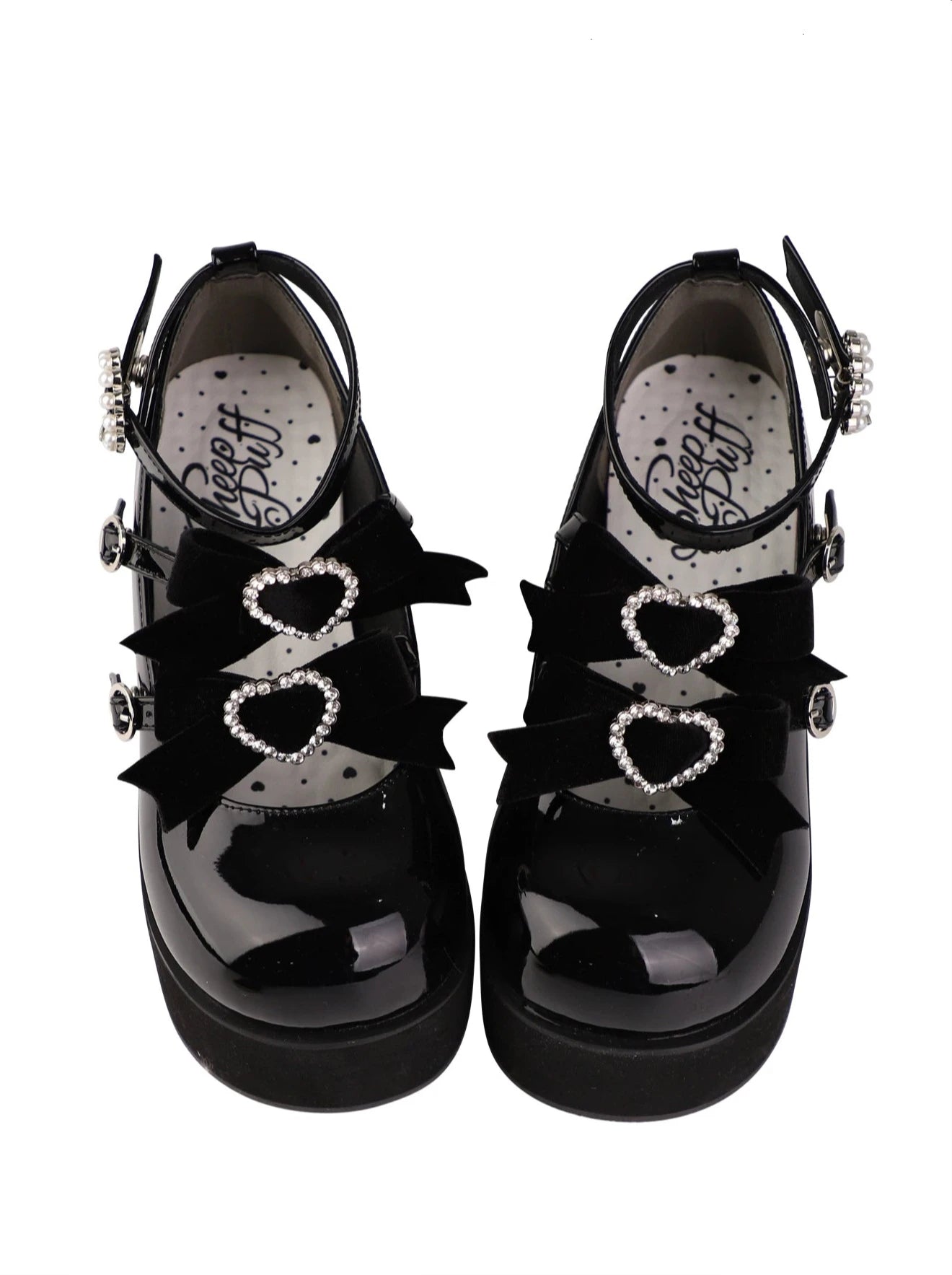 [Date limite de réservation : 20 mars] Chaussures à plateforme à trois boules en ruban doux.