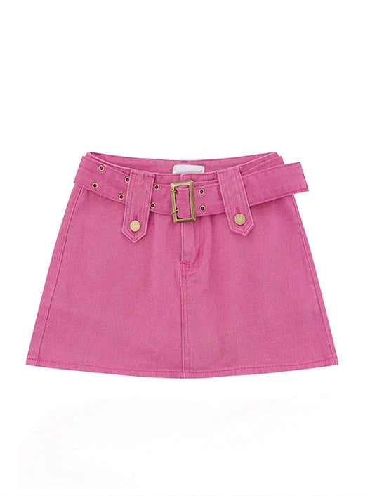 ピンクデニムスカート＋レッグカバー