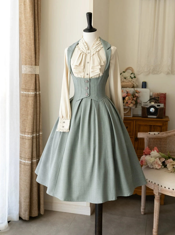 Retro Classical Elegant Brest Lolita Skirt + Elegant Frilled Shirt