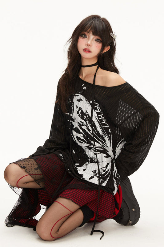 Long sleeve butterfly mock shirt