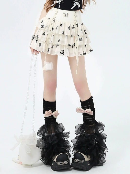 [5.31 limited time 95% off] butterfly y2k punk A-line cake in the early morning, puffy skirt, mesh skirt, female summer