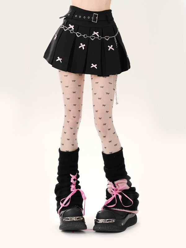 ブラックアンドホワイトチョコレートプリーツスカート