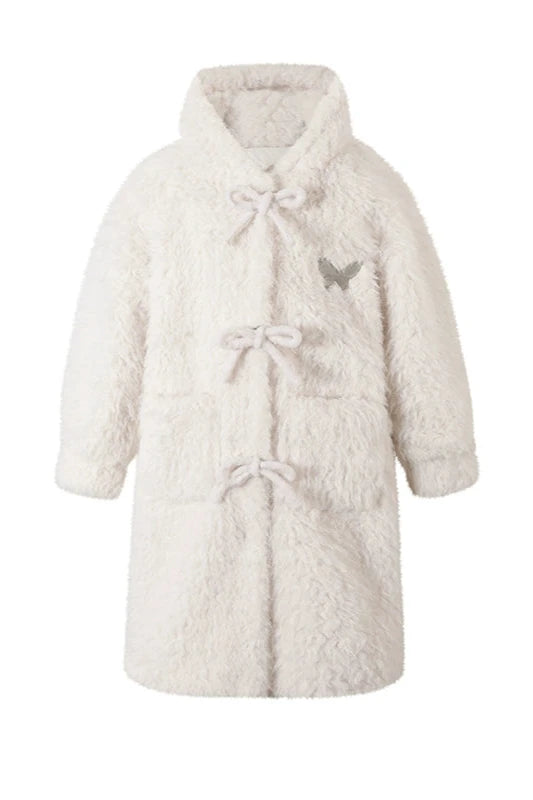 ピュアホワイトスノーファーフードコート