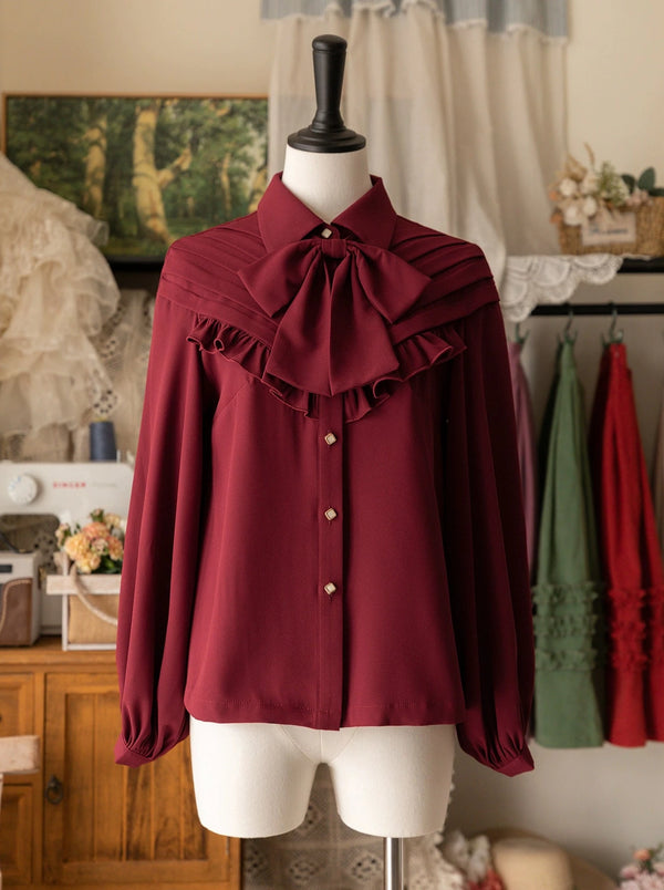 Retro Classic Elegant Ribbon Blouse