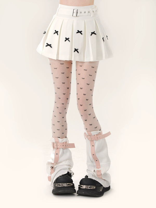 ブラックアンドホワイトチョコレートプリーツスカート