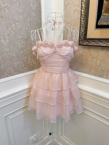 Sweet Pure Rose Pink Girly Lovely Dress