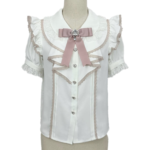 Lace Stitching Flying Sleeve Shirt