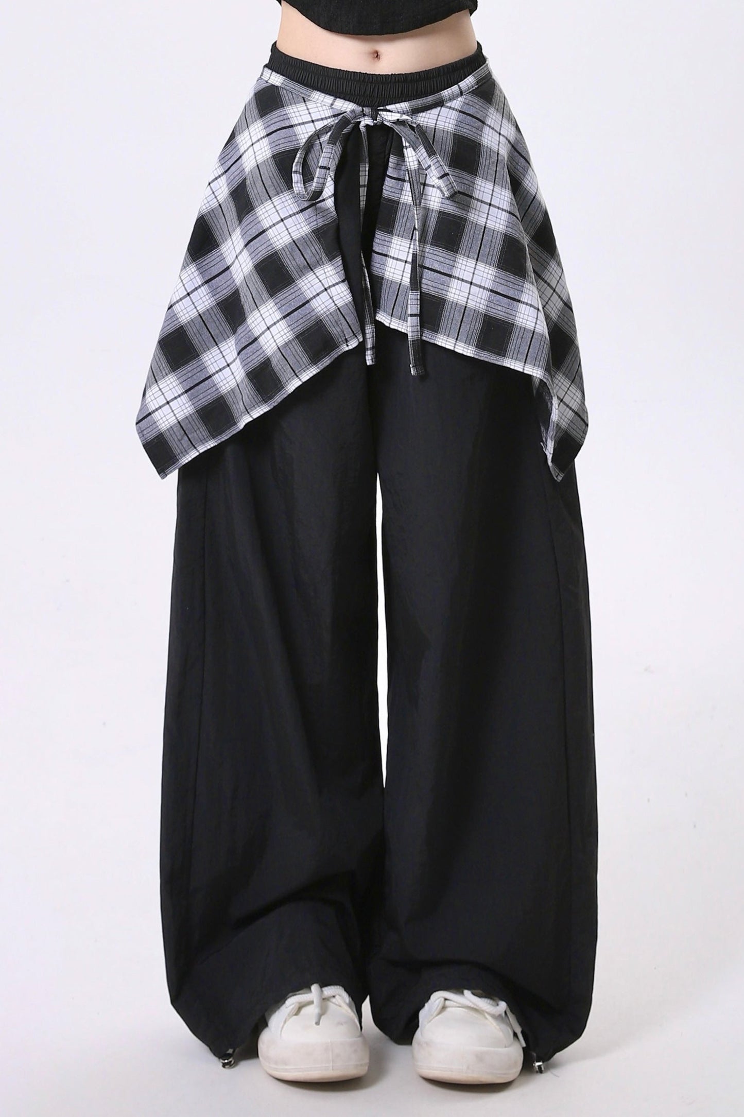 Trendy Check Loose Straight Pants