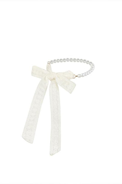 Fluffy web tape pearl necklace