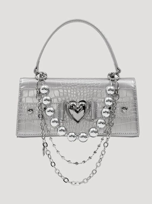 Silver metal mini chain bag