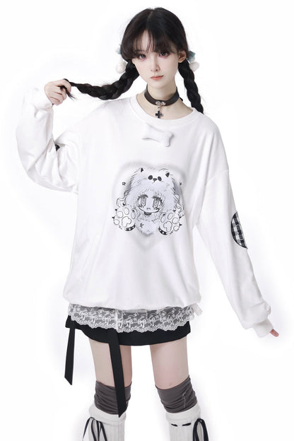 Bourne Riddle Embroydary White Sweat Shirt