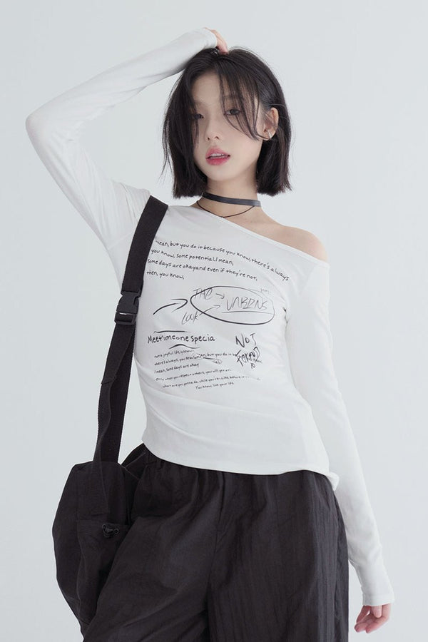 Slim Fit Printed Cropped Long Sleeve Tops