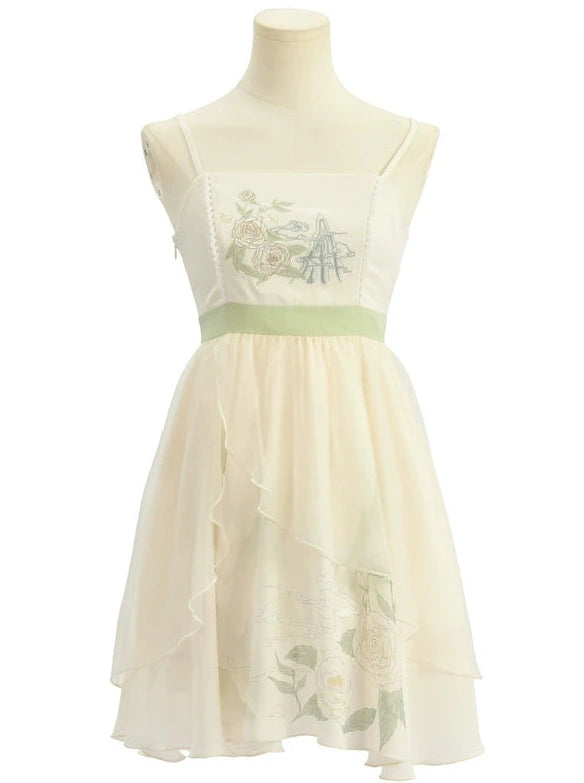 Chinese Chiffon Sheer Jacket + Floral Cami Dress