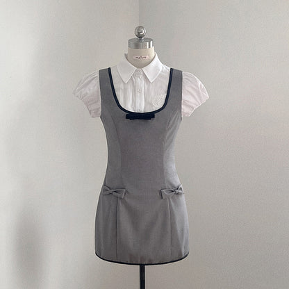 Slim Grey College Bib Dress