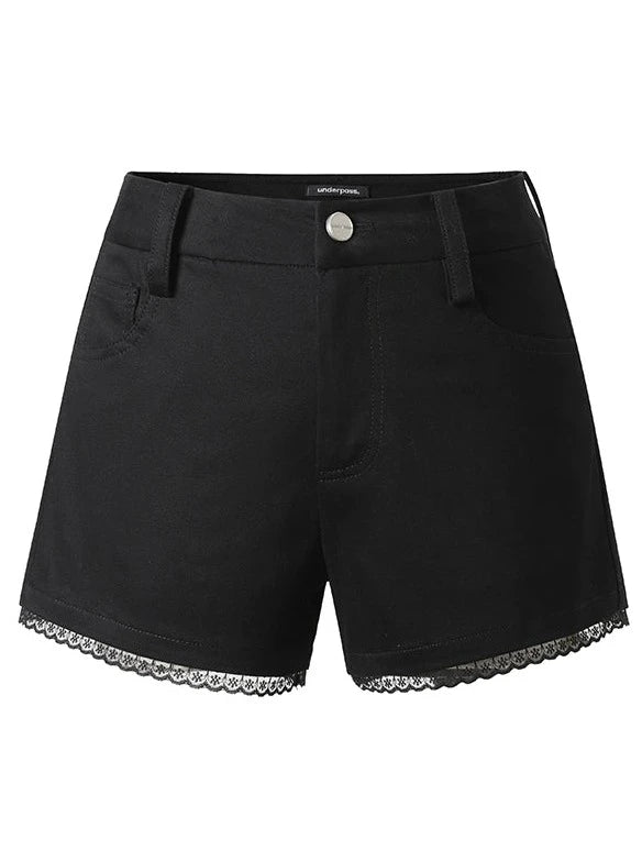 Lace Stitch Little Black Shorts