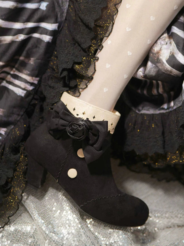 Drop Rose Race Ribbon Lolita Short Boots