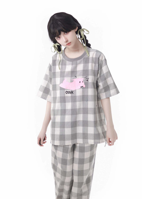 Check Cotton Soft Casual Loungewear Pajamas