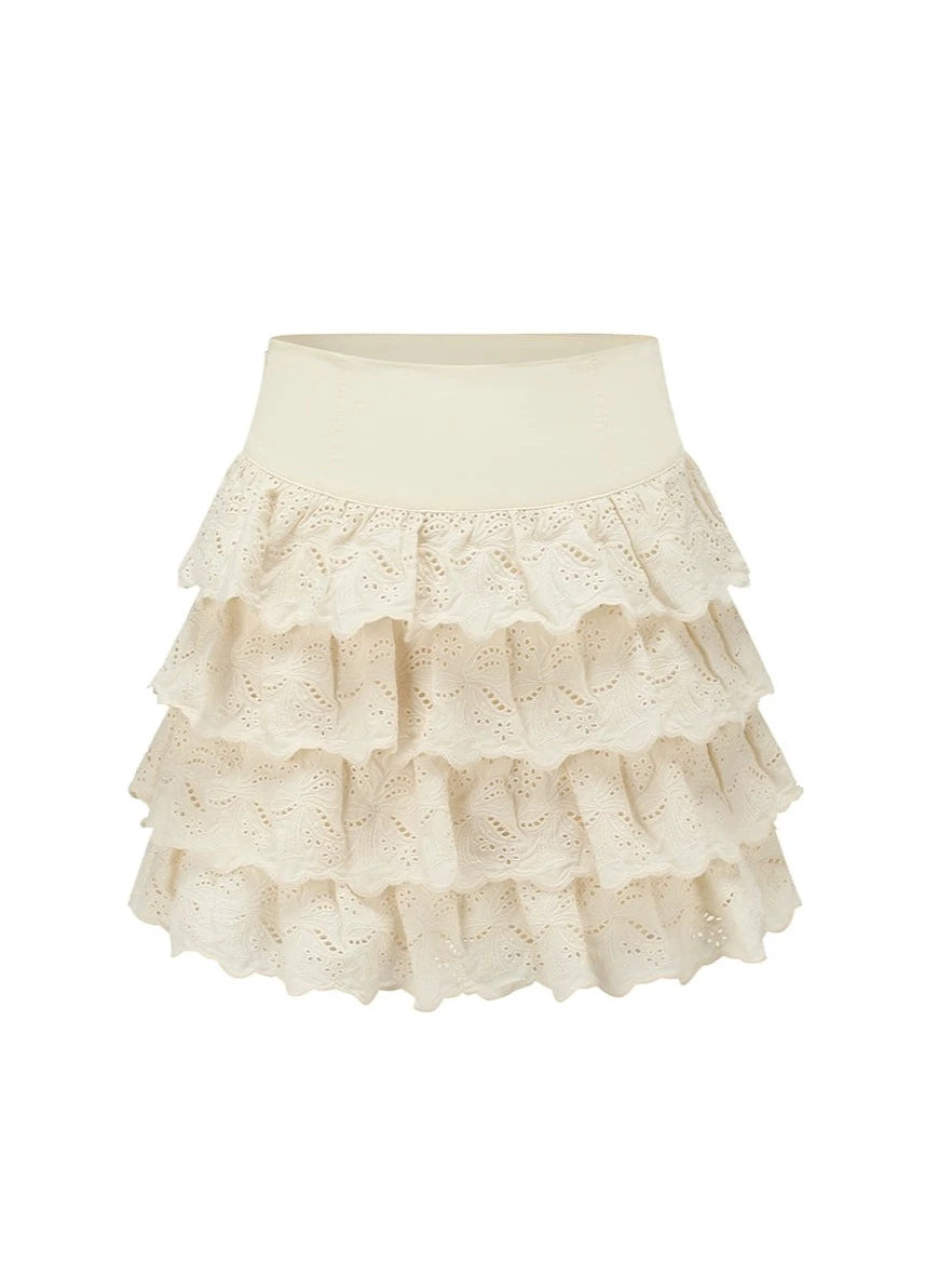 High Waist Tiered Retro Girly Skirt