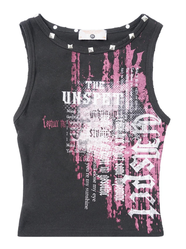 アメリカンレトロロックリベットタンクトップ