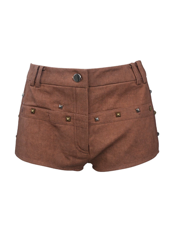 Moulin Broken Butterfly Pink Cardigan + Beige Suspender Top + Coffee Shorts