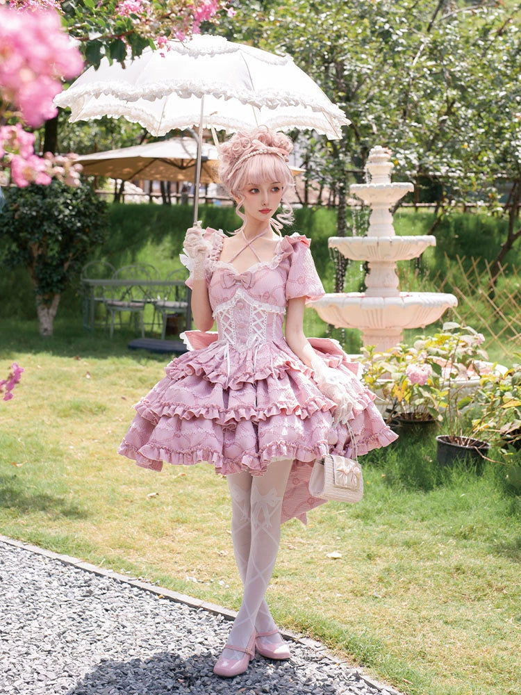 Puff Rose Princess Ribbon Tail Lolita Dress