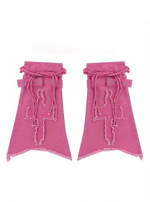 ピンクデニムスカート＋レッグカバー