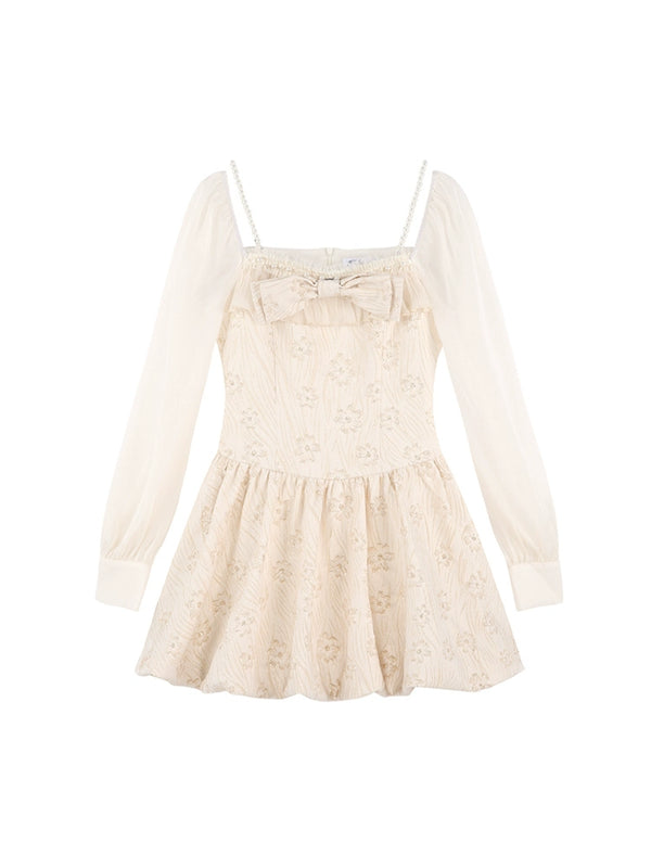 シャイニーフラワーシアースリーブワンピース