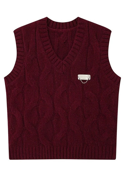 Cable Salt Blue V-Neck Sweater Vest