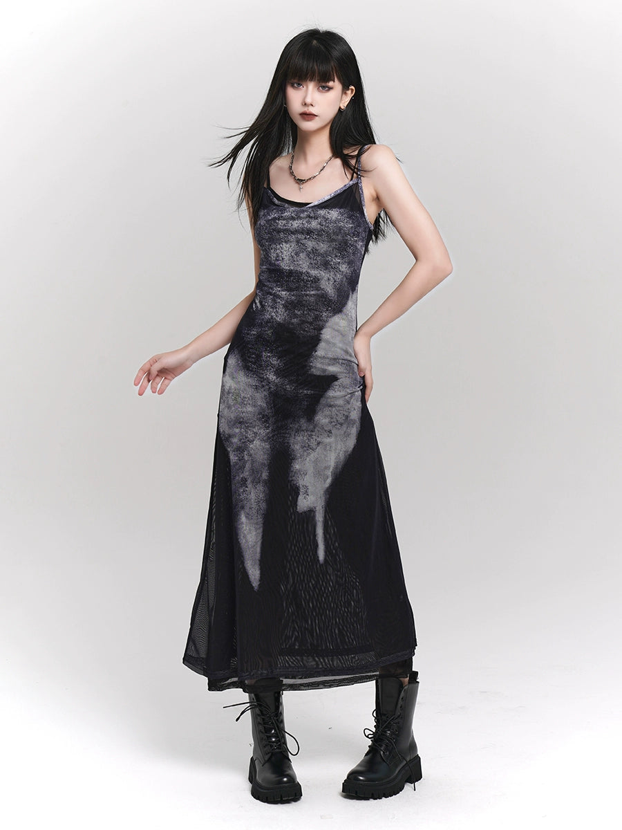 Ghost Girl, New Chinese Women's Ink Sundress, Hot Girl Wears Dress, Dress, Set, Chic, Sweet and Spicy Summer