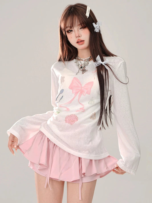 Sunshine Island Print Soft Sheer Long T