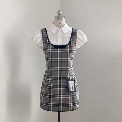 Slim Grey College Bib Dress