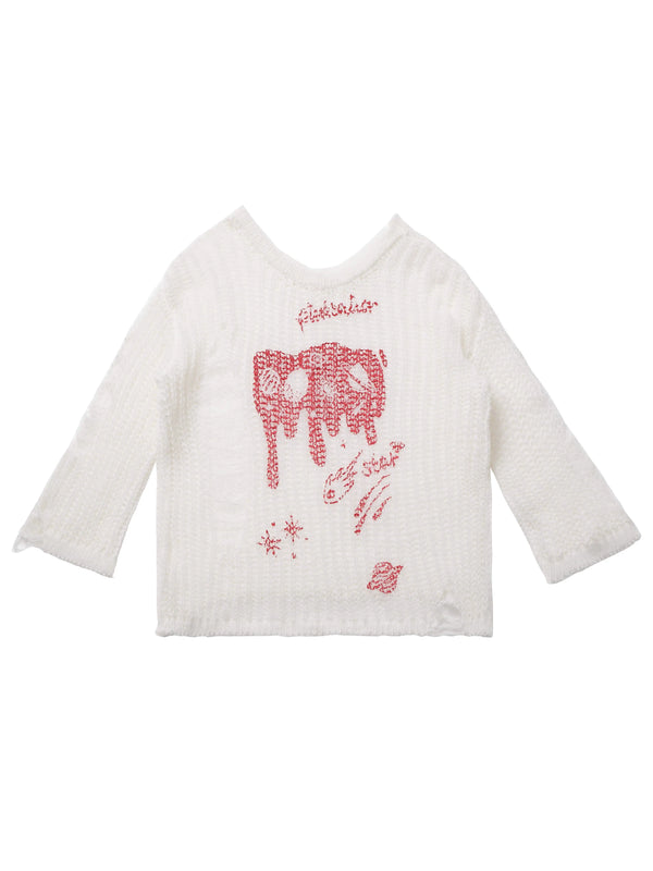 Waitress Universe Mesh Sheer Summer Knit + Camisole + Belt Skirt Suit