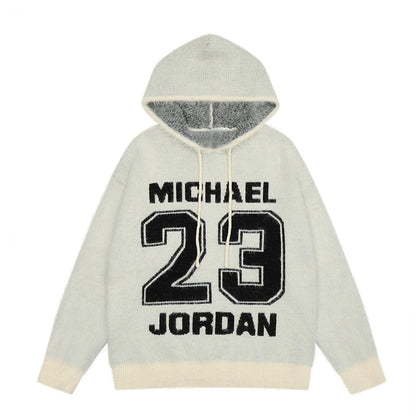 Contrast Hoody Alphabet Knit Sweater