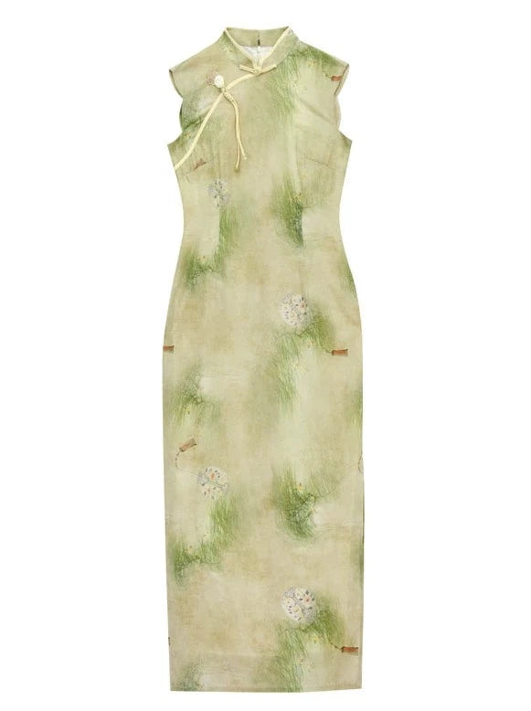 Retro Flower Print Sleeveless Dress