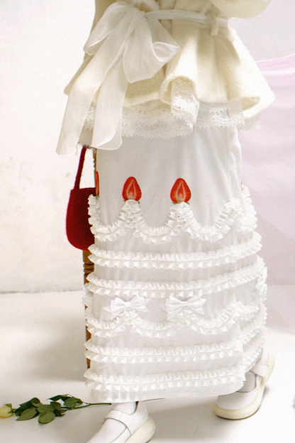 ストロベリーケーキプリントスカート