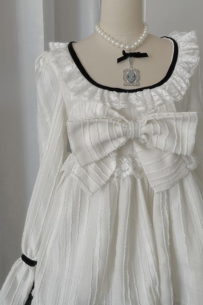 Gothic Frill Open Collar Ribbon Dress