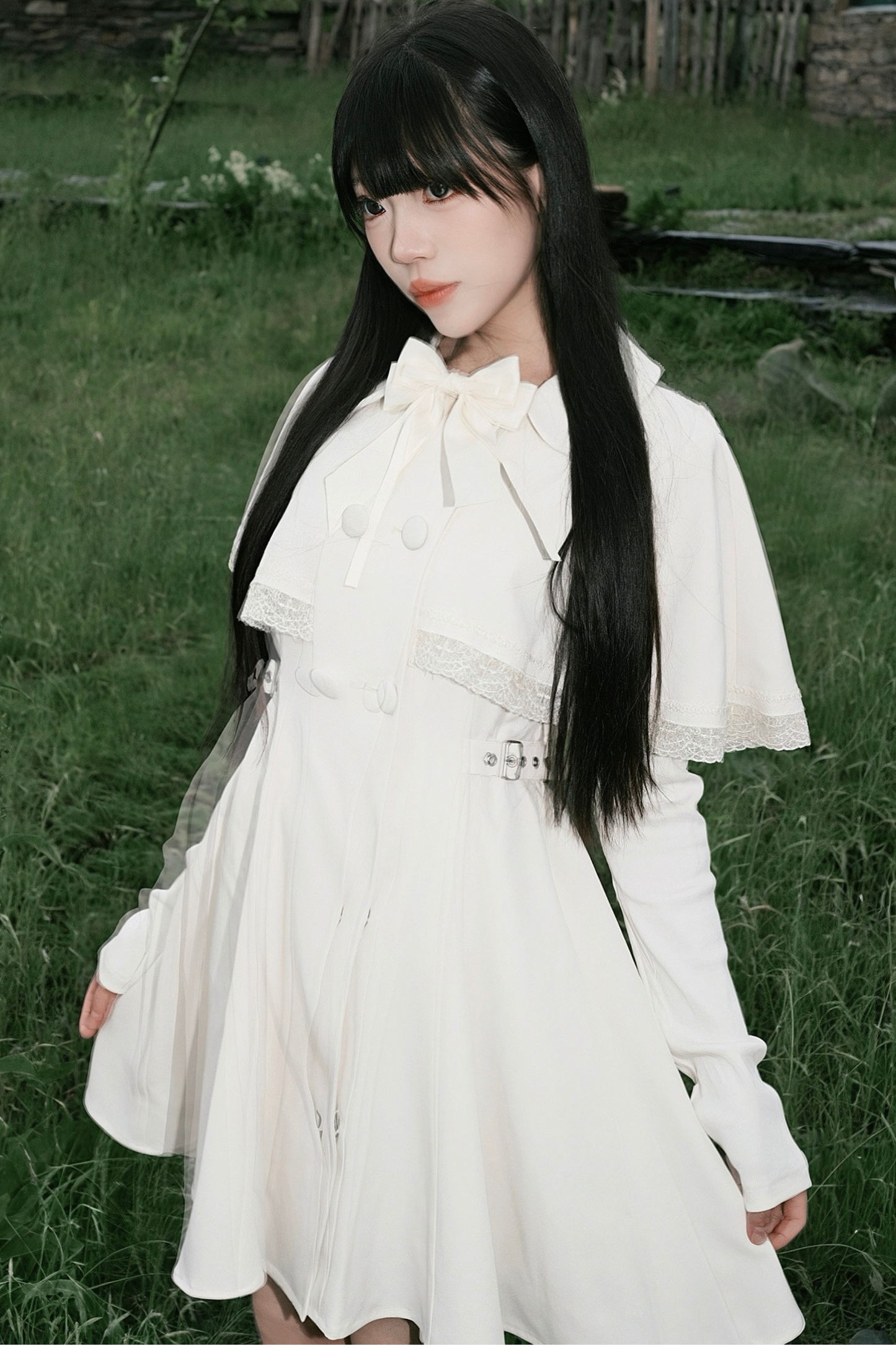 Cape Dark White Girl Dress