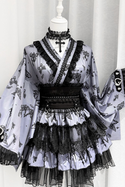 Dunkler Galaxie-Spitzen-Yukata im Jirai-Stil