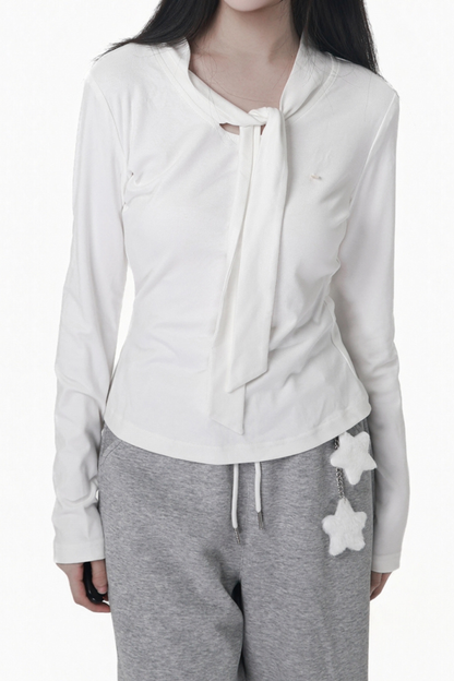 マルチカラーボタンリボントップス