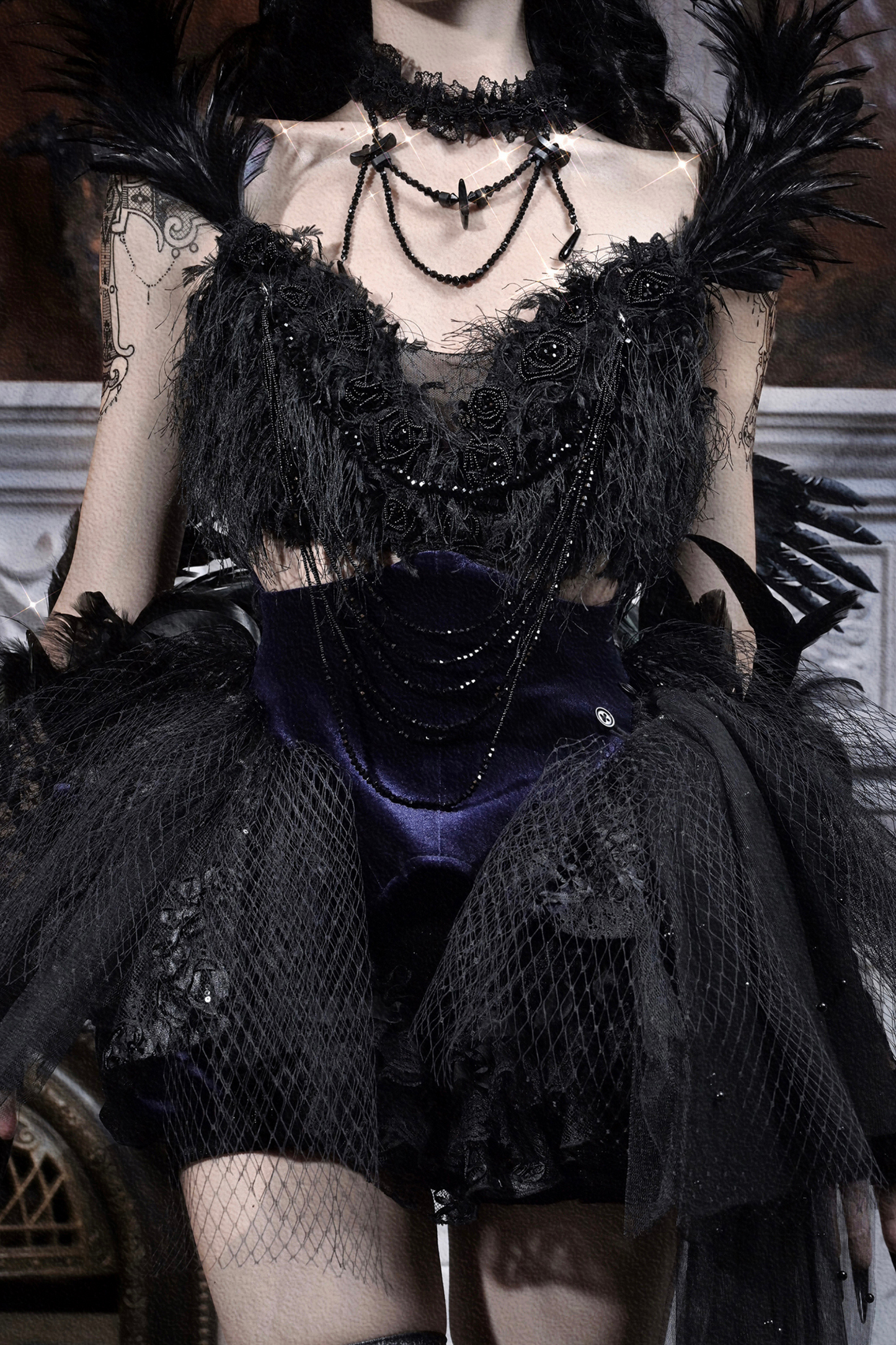 Gothic Gorgeous Glitter Tulle Top